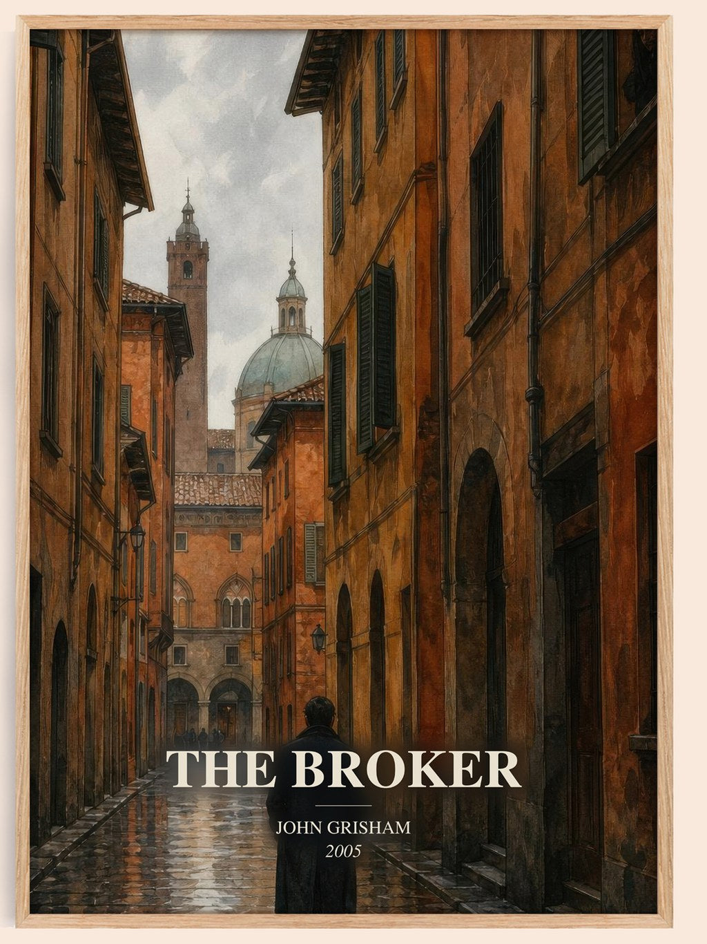 The Broker watercolour book poster by John Grisham – framed literary art print