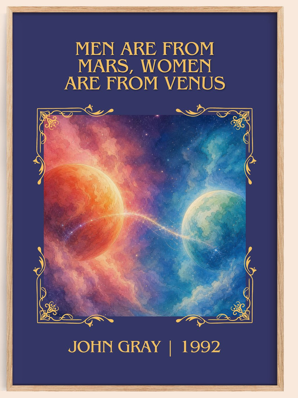 Men are From Mars, Women are From Venus Classic Book Art Print by John Gray – book poster