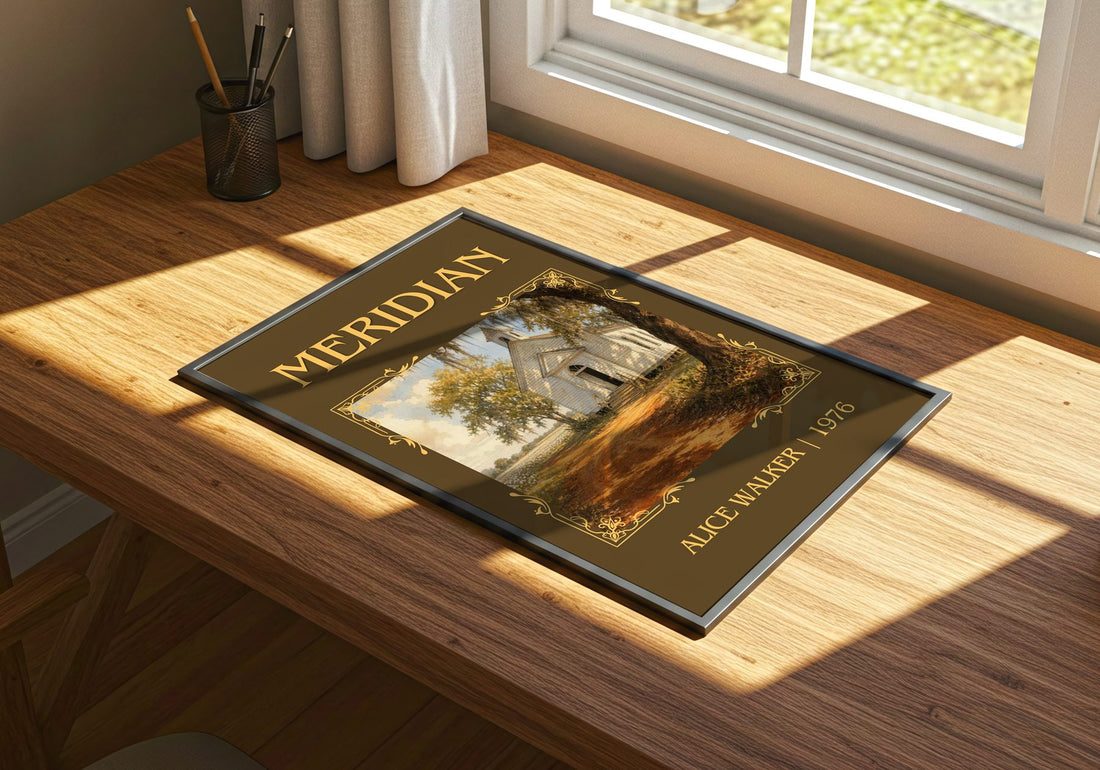 Meridian Classic Book Art Print by Alice Walker – print on a sunlit desk