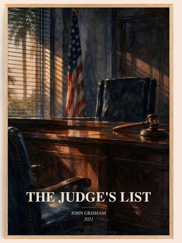 The Judge'S List watercolour book poster by John Grisham – framed literary art print