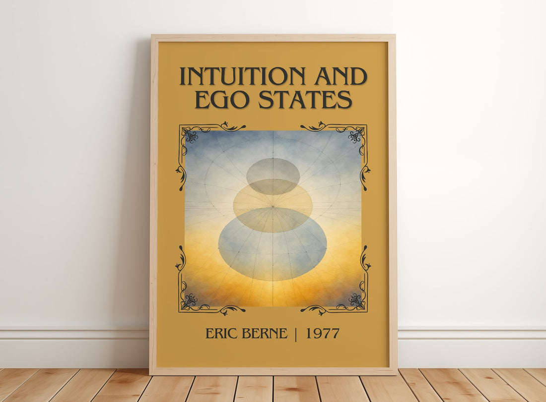 Intuition and ego states Classic Book Art Print by Eric Berne – framed print leaning on a wooden floor
