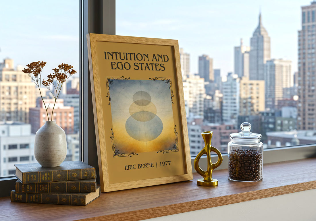 Intuition and ego states Classic Book Art Print by Eric Berne – framed print on a city-view windowsill