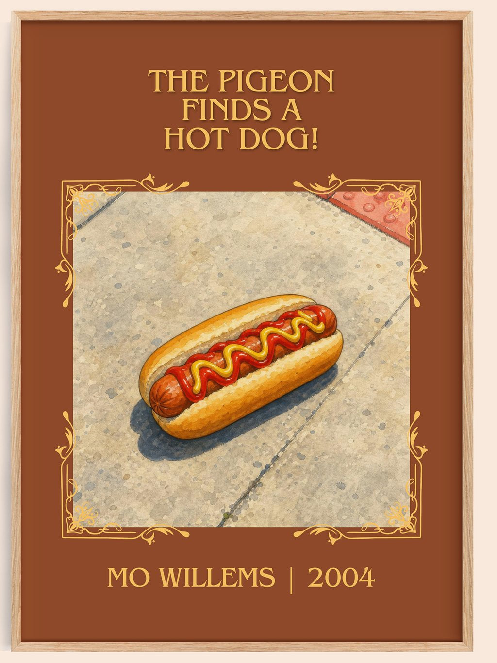 The Pigeon finds a hot dog! Classic Book Art Print by Mo Willems – book poster