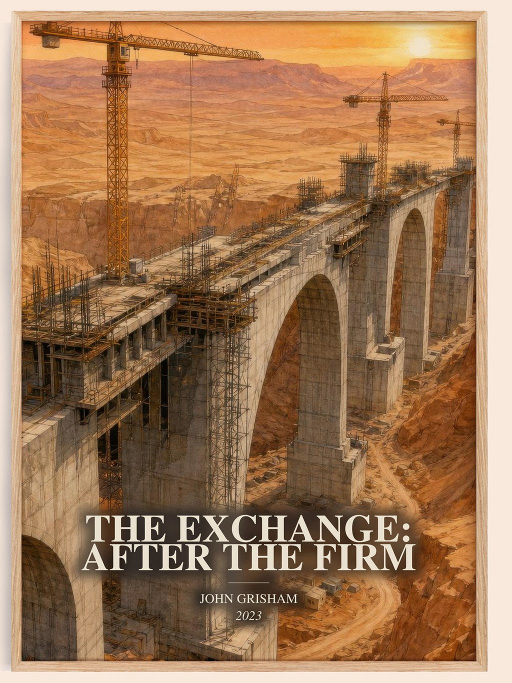 The Exchange: After The Firm watercolour book poster by John Grisham – framed literary art print