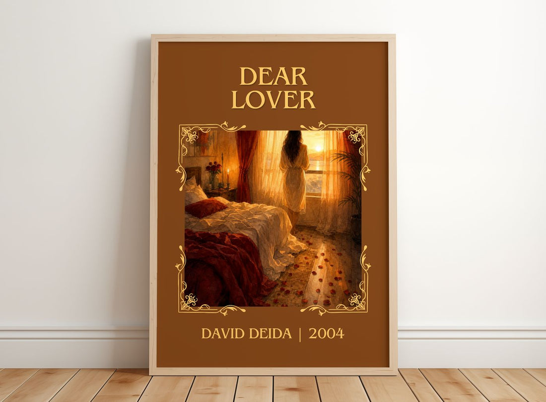 Dear Lover Classic Book Art Print by David Deida – framed print leaning on a wooden floor