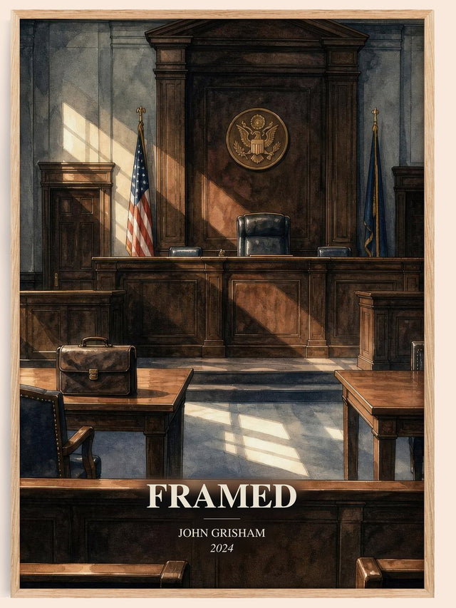 Framed Book Watercolour Illustration by John Grisham