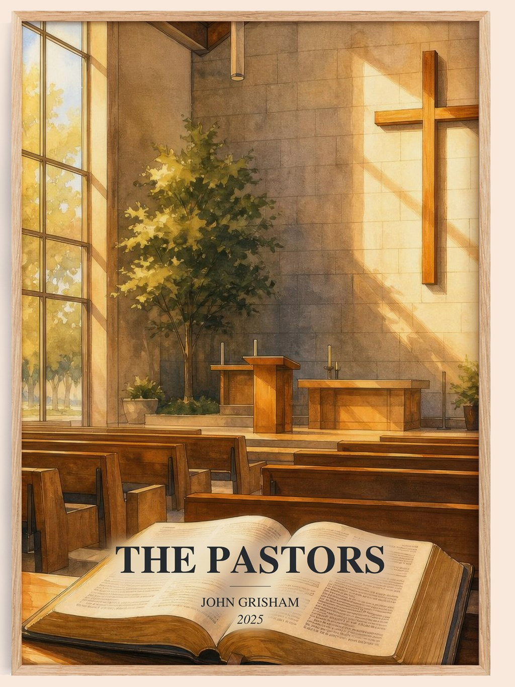 The Pastors watercolour book poster by John Grisham – framed literary art print