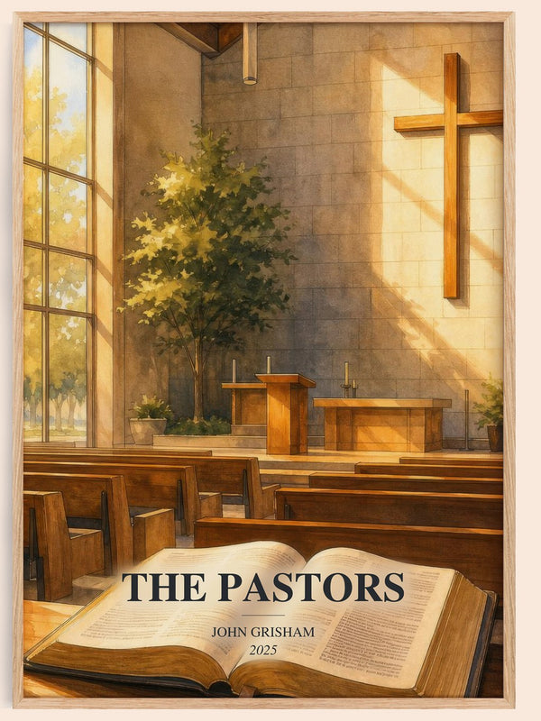 The Pastors watercolour book poster by John Grisham – framed literary art print