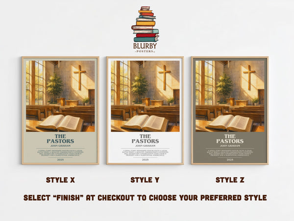 The Pastors bookish print in frame leaning in hallway – thriller wall art