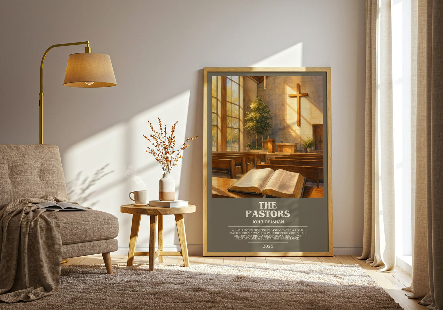 The Pastors bookish print on bookshelf – John Grisham fan gift
