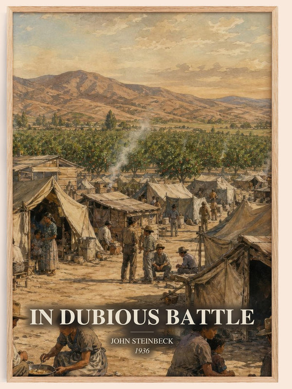In Dubious Battle watercolour book poster by John Steinbeck – framed literary art print