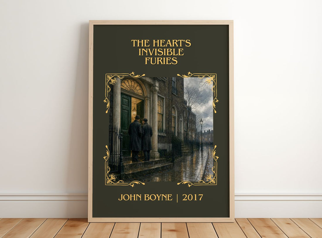 The Heart's Invisible Furies Classic Book Art Print by John Boyne – framed print leaning on a wooden floor