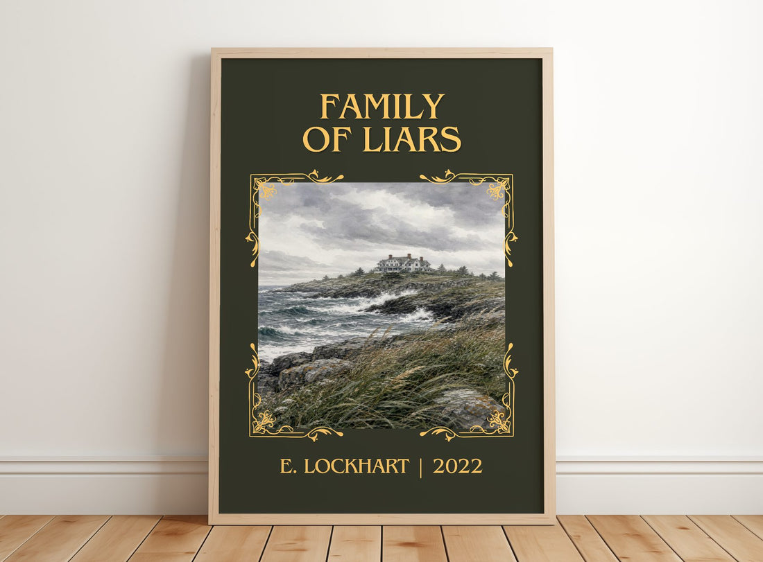 Family of Liars Classic Book Art Print by E. Lockhart – framed print leaning on a wooden floor