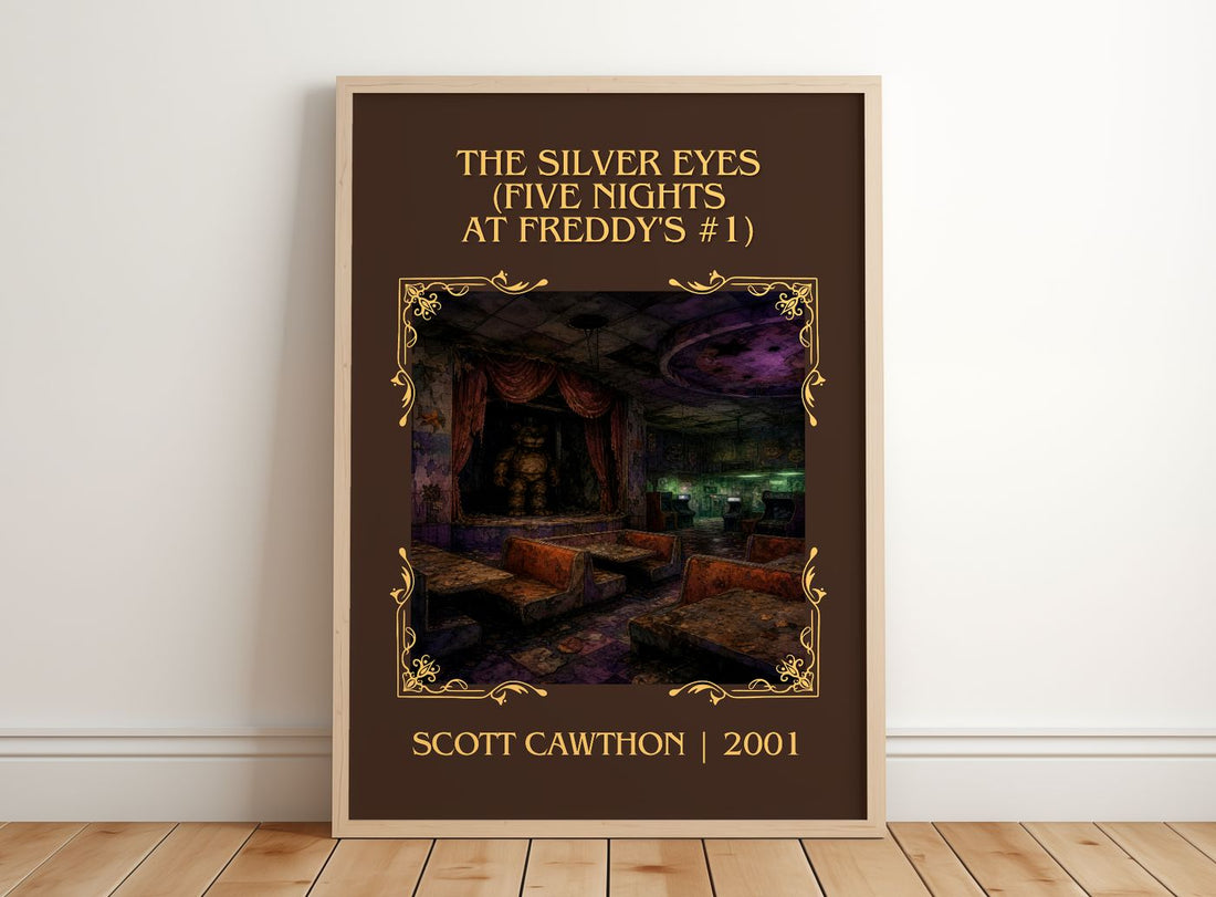 The Silver Eyes (Five Nights At Freddy's #1) Classic Book Art Print by Scott Cawthon – framed print leaning on a wooden floor