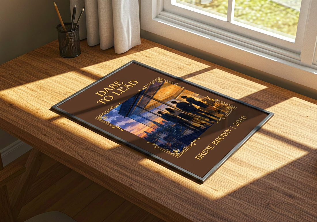 Dare to lead Classic Book Art Print by Brené Brown – print on a sunlit desk