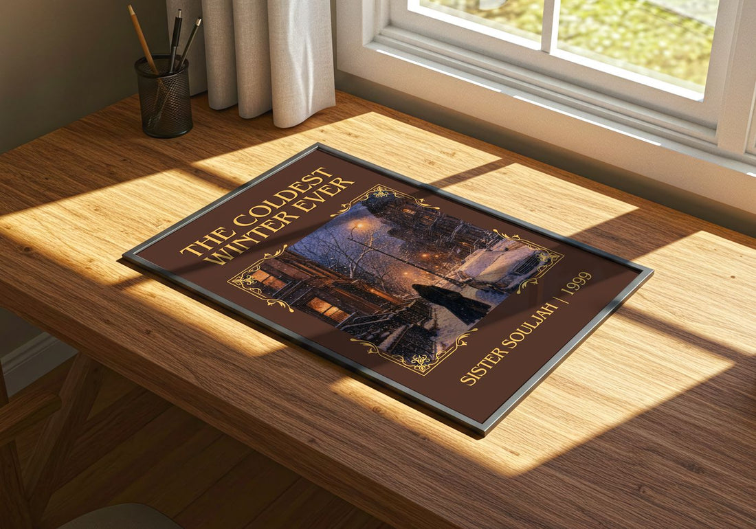 The coldest winter ever Classic Book Art Print by Sister Souljah – print on a sunlit desk