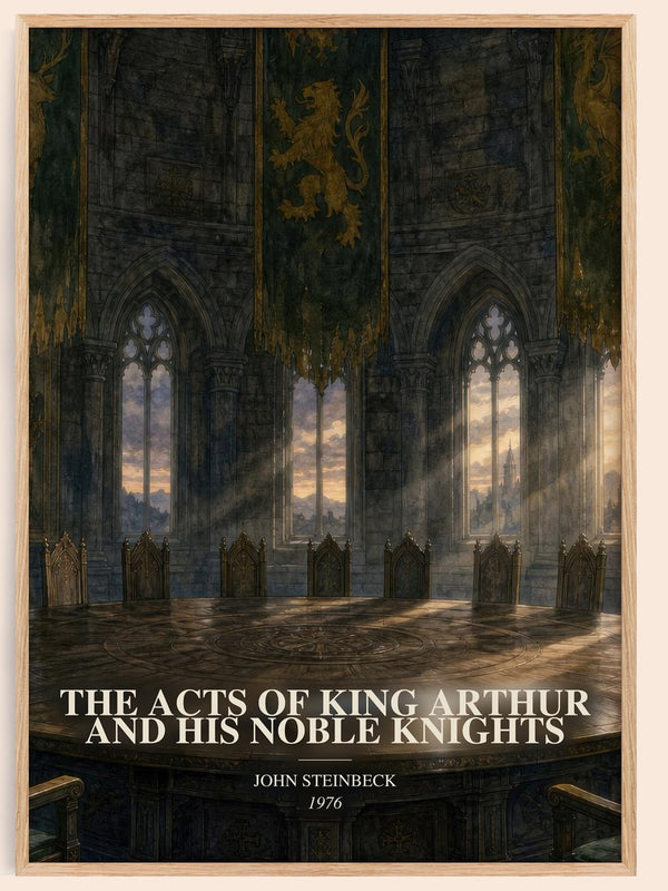 The Acts Of King Arthur And His Noble Knights watercolour book poster by John Steinbeck – framed literary art print