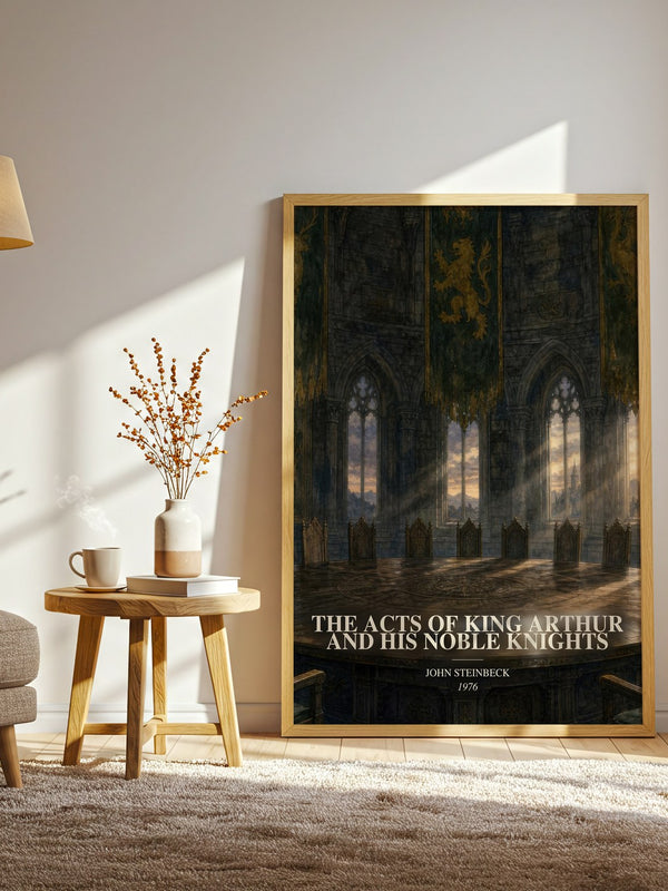The Acts Of King Arthur And His Noble Knights watercolour print in frame leaning in hallway – fantasy wall art