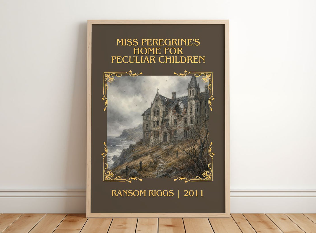 Miss Peregrine's Home for Peculiar Children Classic Book Art Print by Ransom Riggs – framed print leaning on a wooden floor