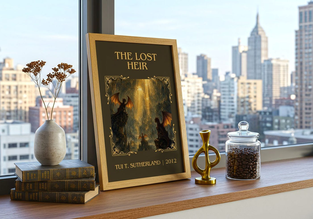 The Lost Heir Classic Book Art Print by Tui T. Sutherland – framed print on a city-view windowsill