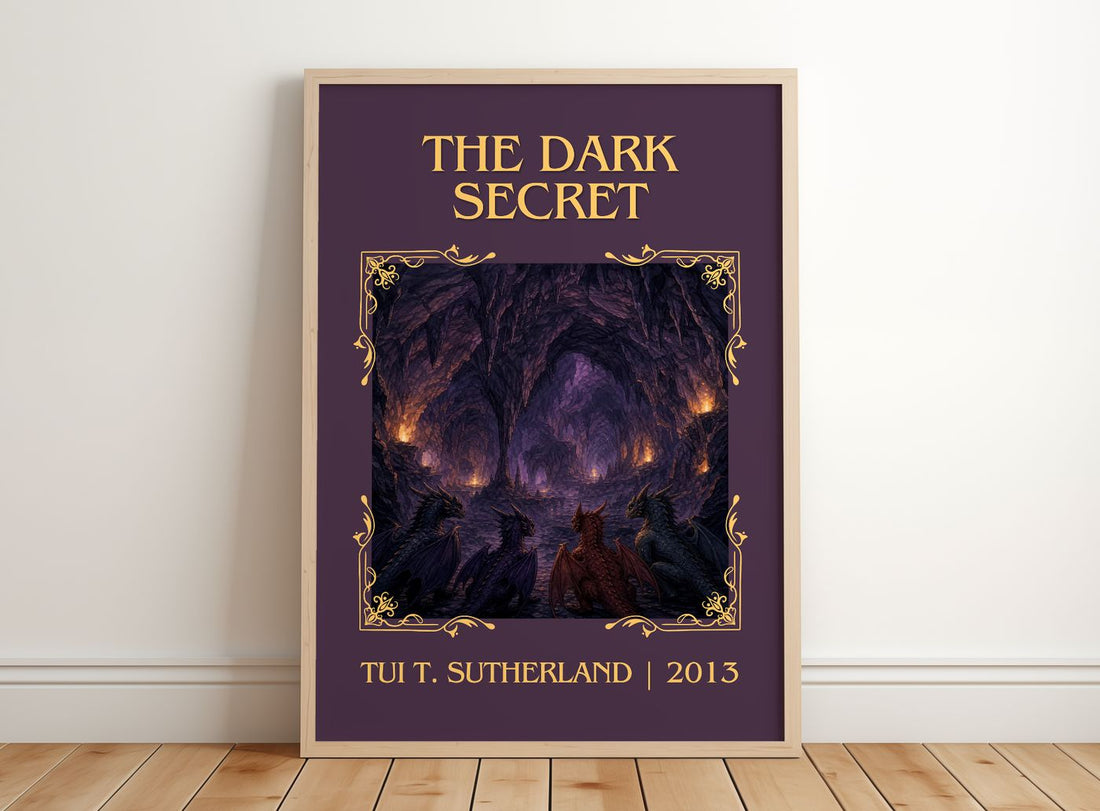 The Dark Secret Classic Book Art Print by Tui T. Sutherland – framed print leaning on a wooden floor