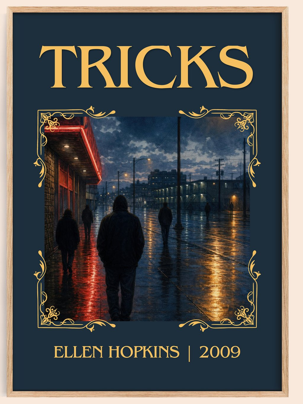 Tricks classic book art book poster by Ellen Hopkins – framed literary art print