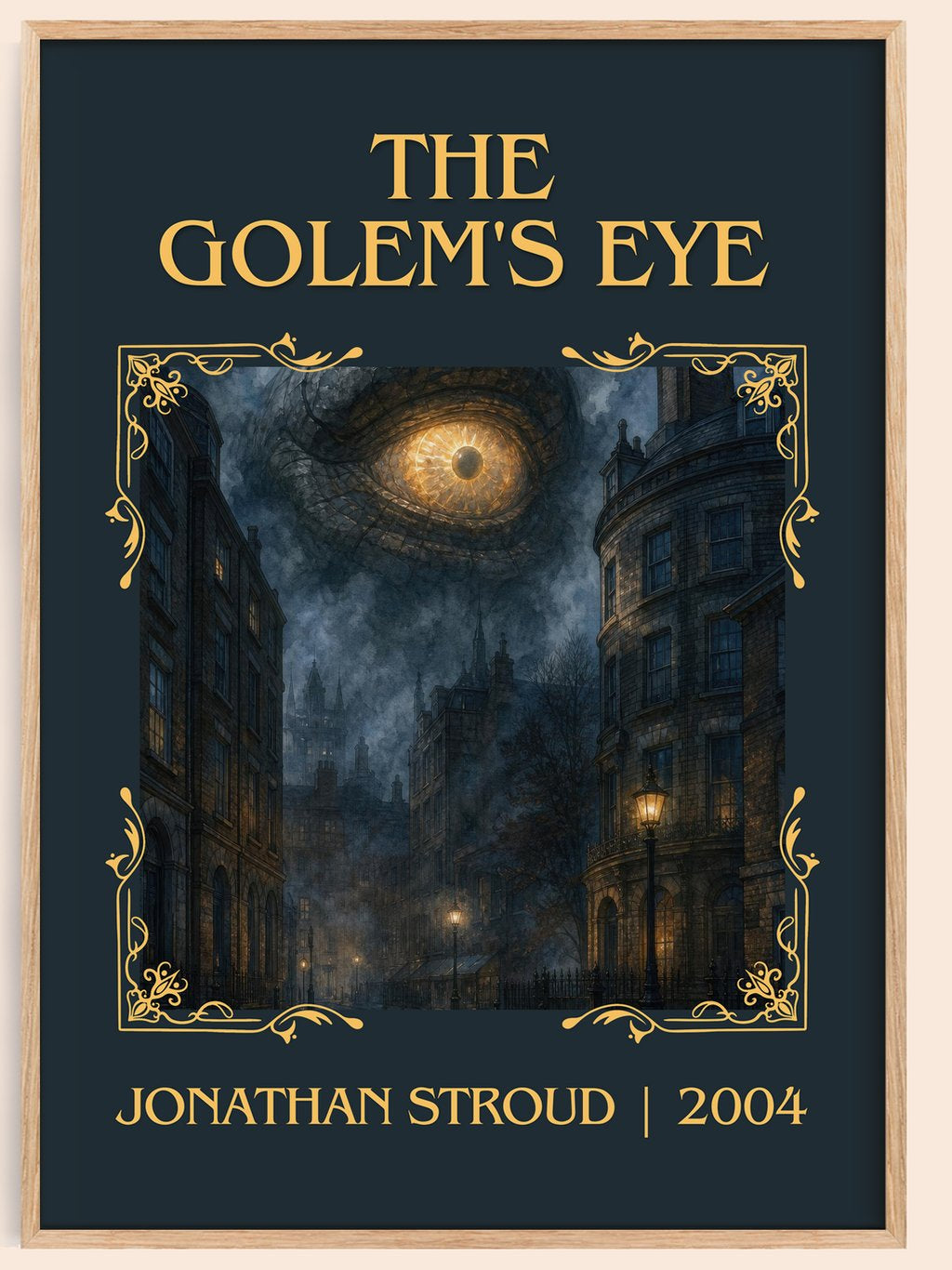 The Golem's Eye classic book art book poster by Jonathan Stroud – framed literary art print