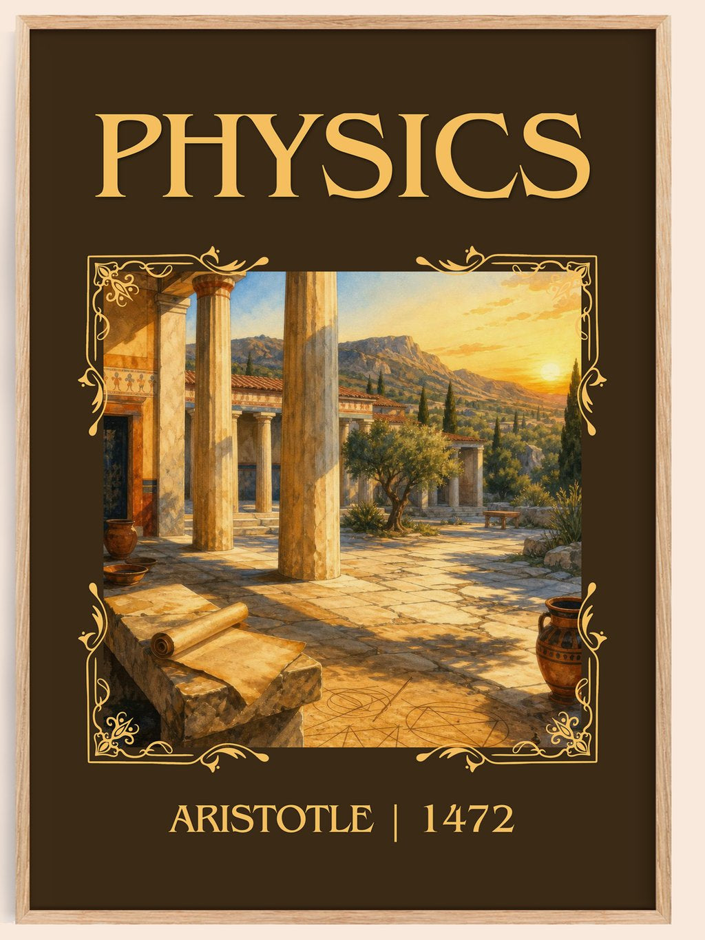 Physics classic book art book poster by Aristotle – framed literary art print