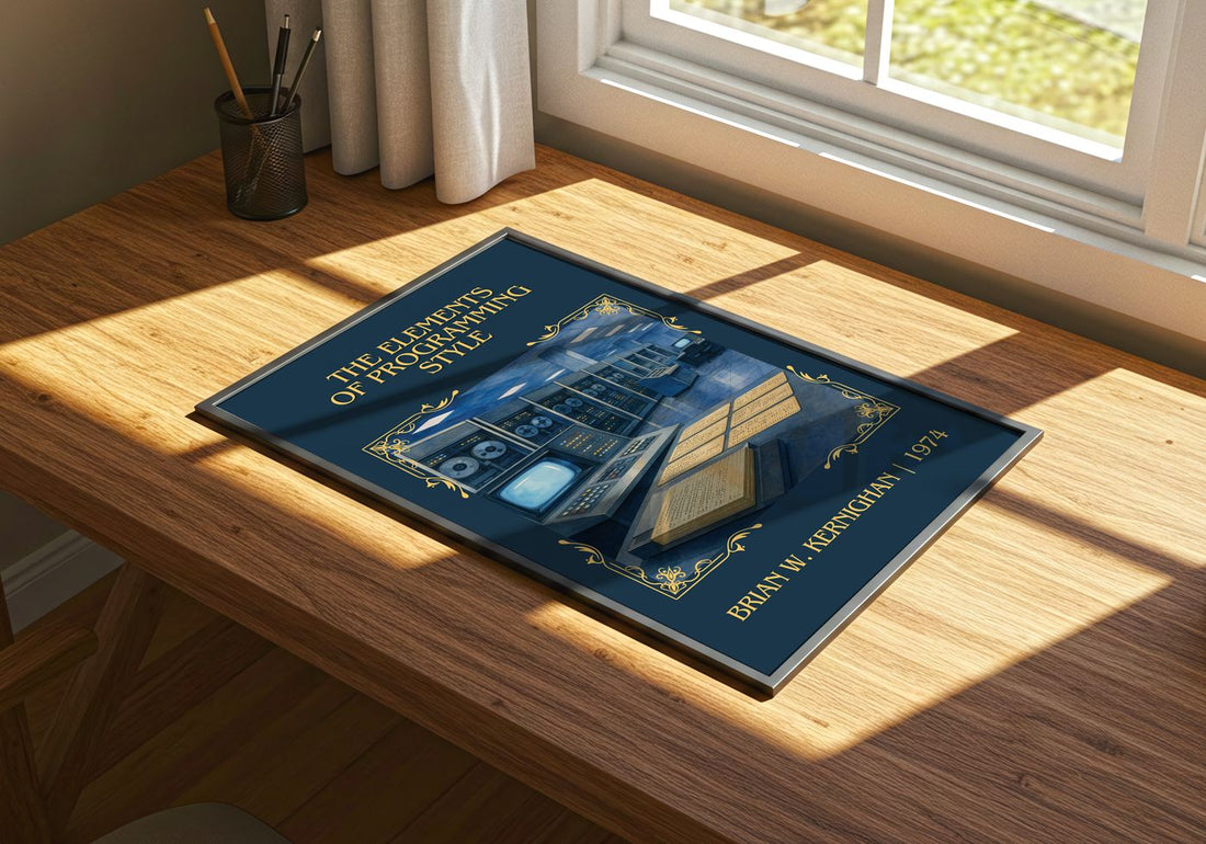 elements of programming style Classic Book Art Print by B. Kernighan – print on a sunlit desk