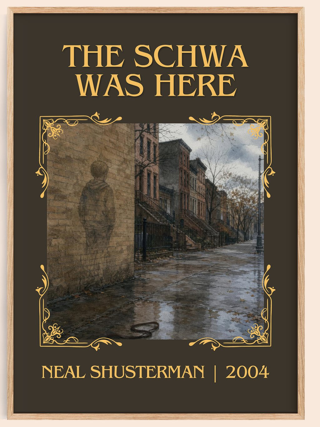 The Schwa was here classic book art book poster by Neal Shusterman – framed literary art print