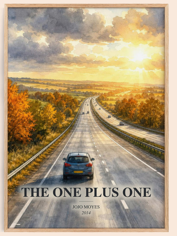The One Plus One watercolour book poster by Jojo Moyes – framed literary art print