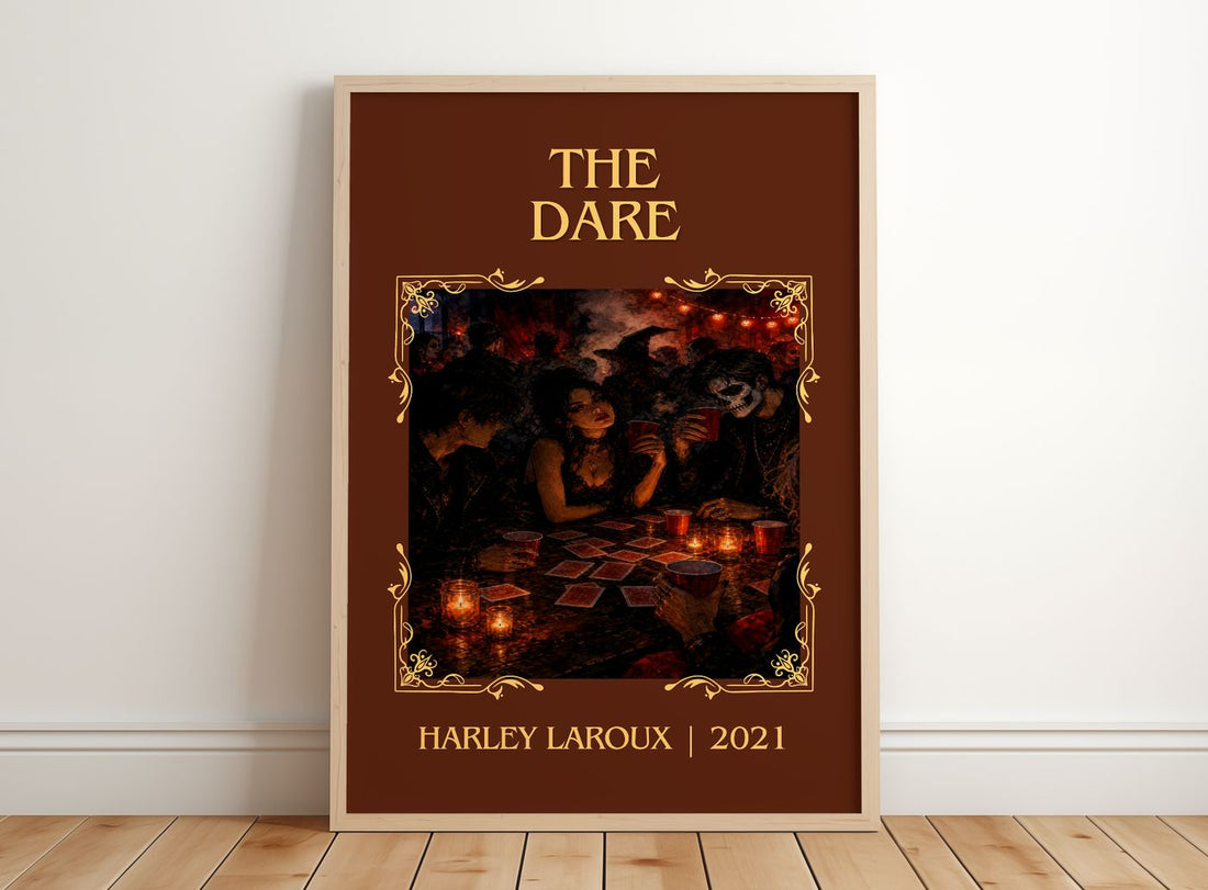 The Dare Classic Book Art Print by Harley Laroux – framed print leaning on a wooden floor