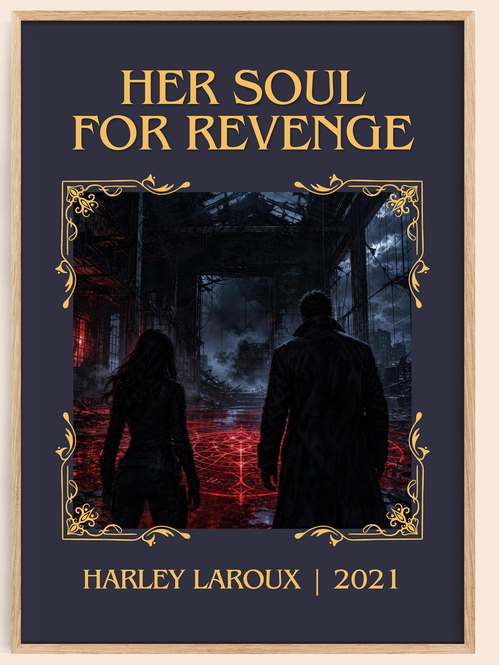 Her Soul for Revenge classic book art book poster by Harley Laroux – framed literary art print