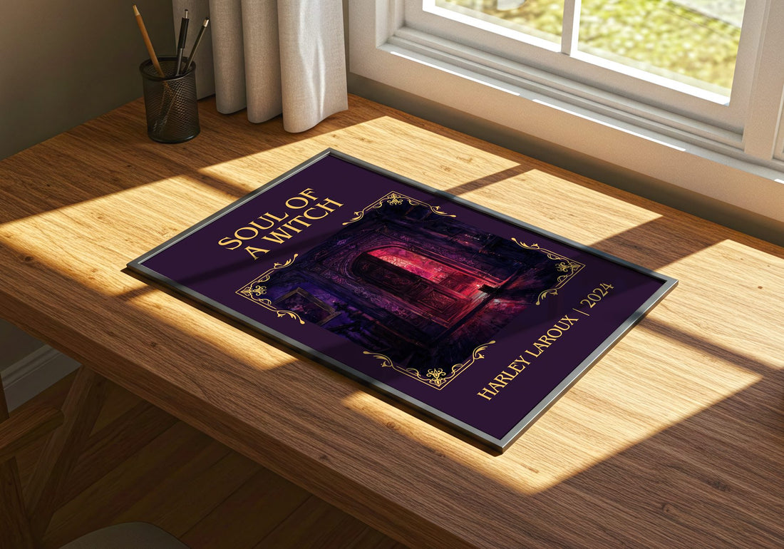 Soul of a Witch Classic Book Art Print by Harley Laroux – print on a sunlit desk