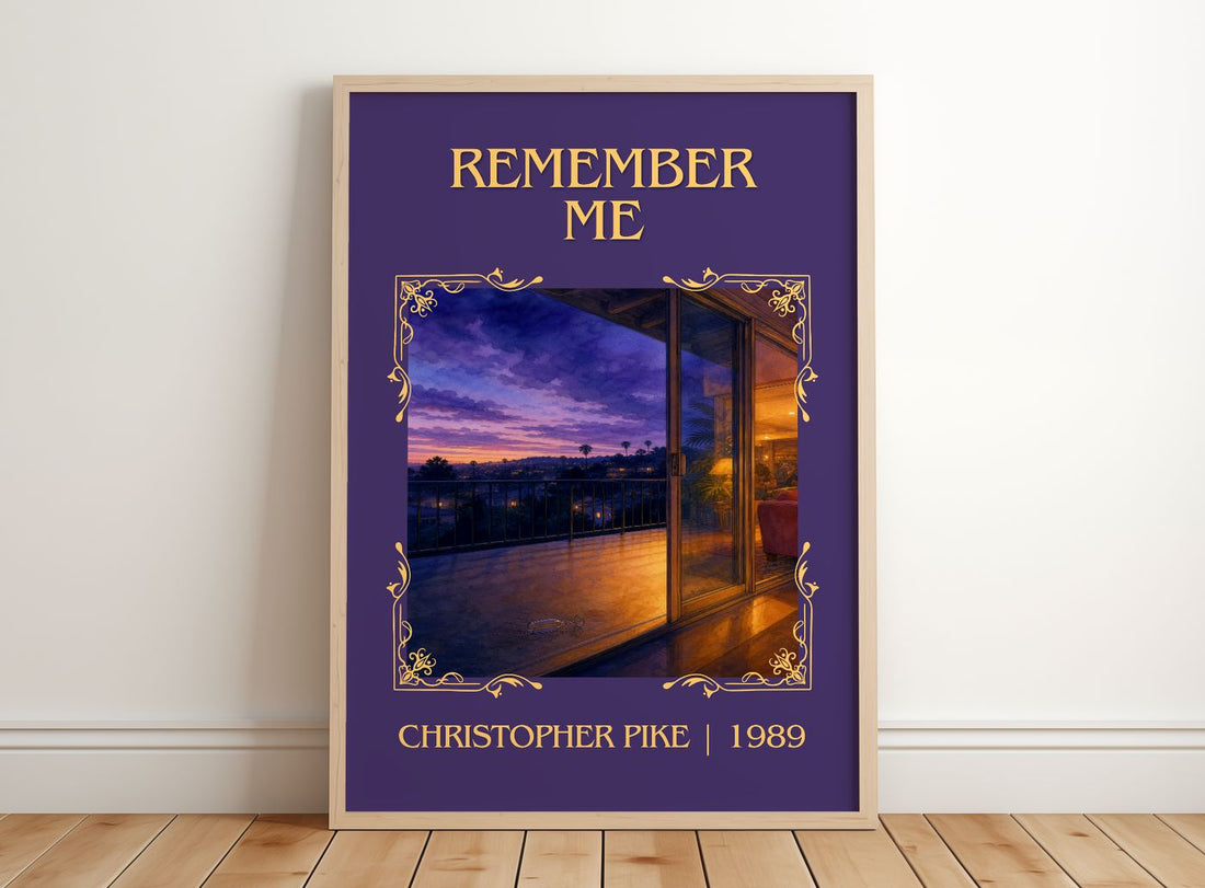 Remember Me Classic Book Art Print by Christopher Pike – framed print leaning on a wooden floor