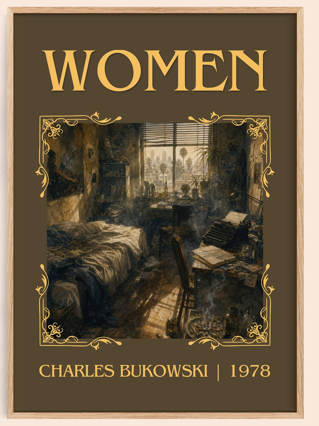 Women classic book art book poster by Charles Bukowski – framed literary art print