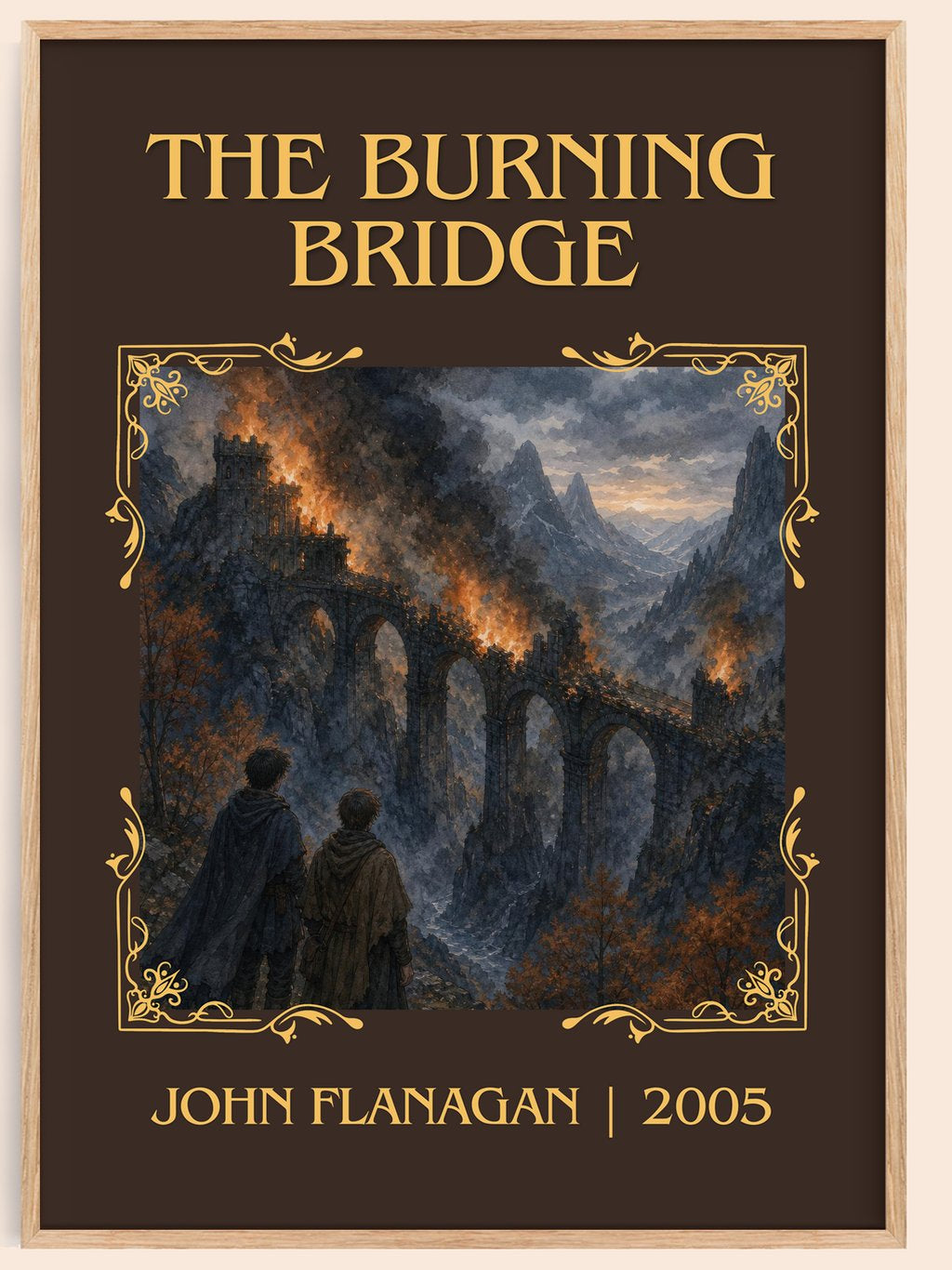 The Burning Bridge Classic Book Art Print by John Flanagan – book poster