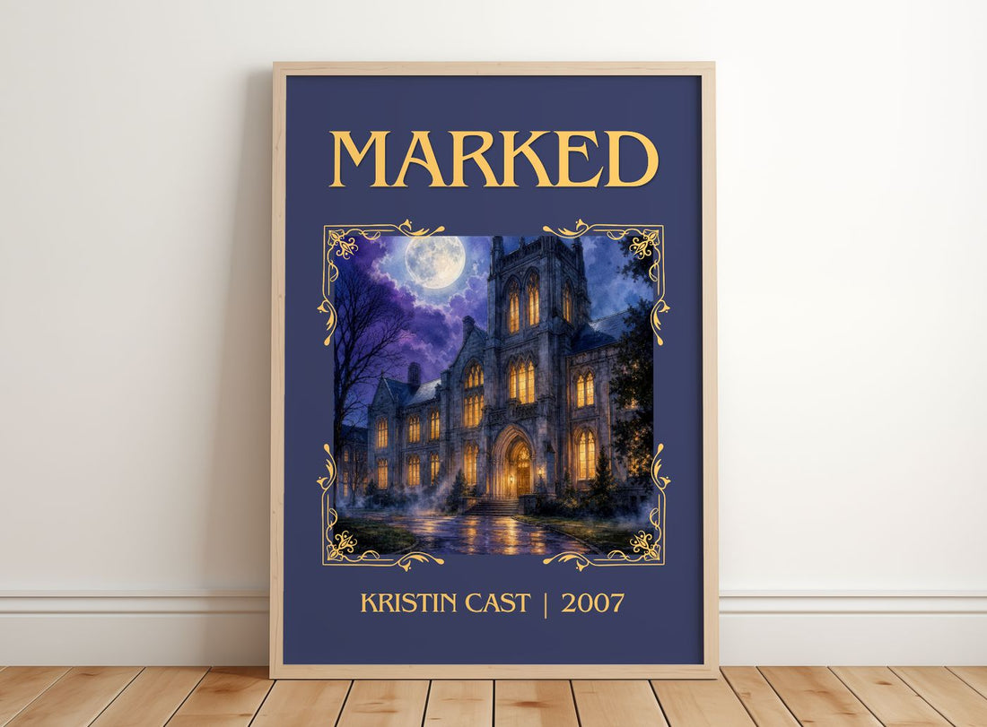 Marked Classic Book Art Print by Kristin Cast – framed print leaning on a wooden floor