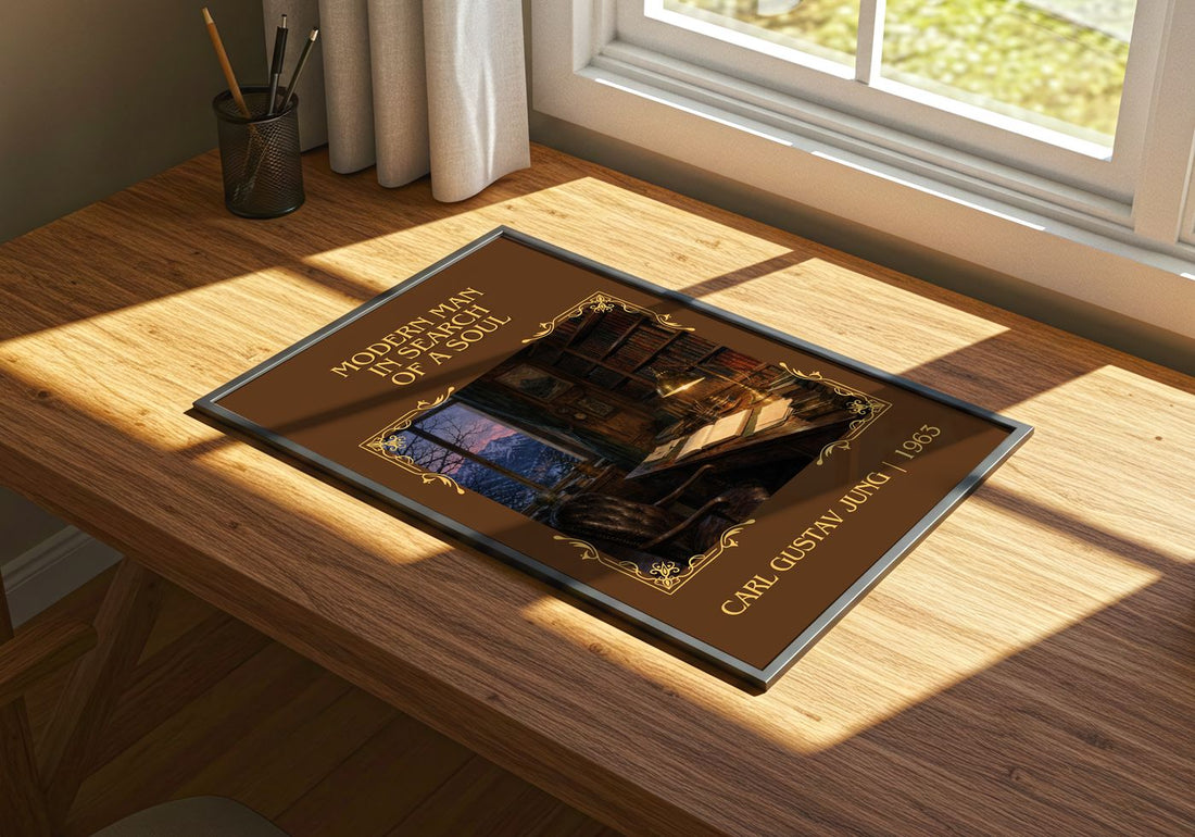 Modern man in search of a soul Classic Book Art Print by C. Jung – print on a sunlit desk
