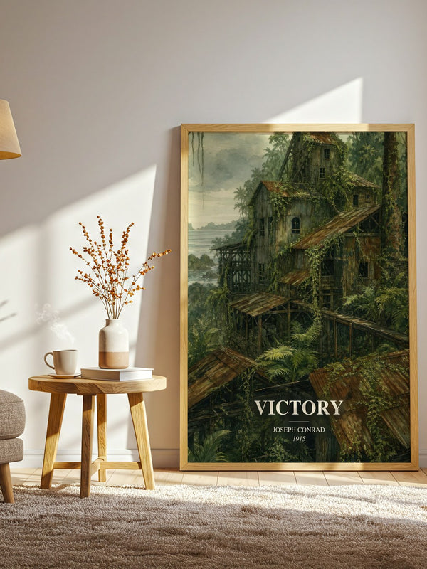 Victory watercolour print in frame leaning in hallway – literary fiction wall art