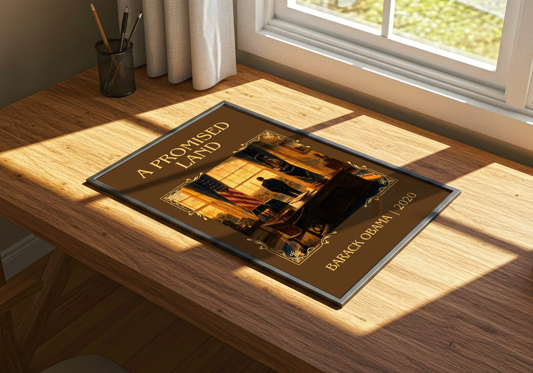 A Promised Land Classic Book Art Print by Barack Obama – print on a sunlit desk