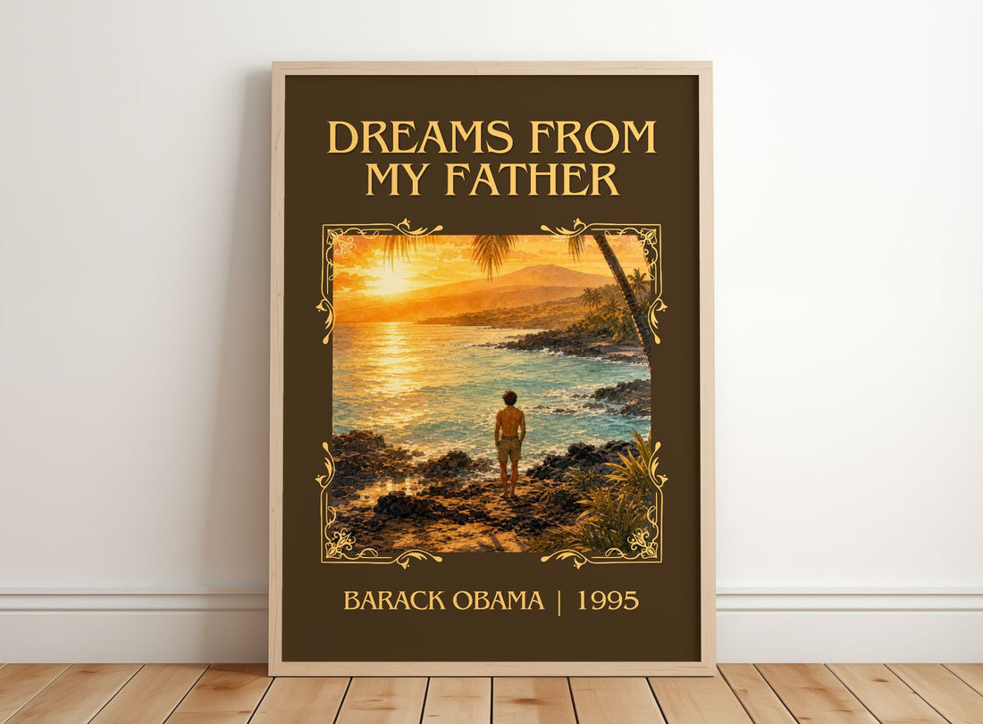 Dreams from My Father Classic Book Art Print by Barack Obama – framed print leaning on a wooden floor