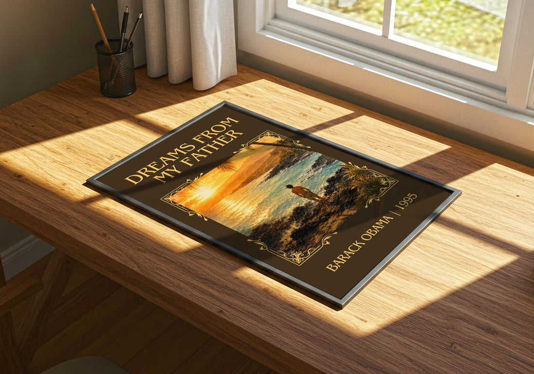 Dreams from My Father Classic Book Art Print by Barack Obama – print on a sunlit desk
