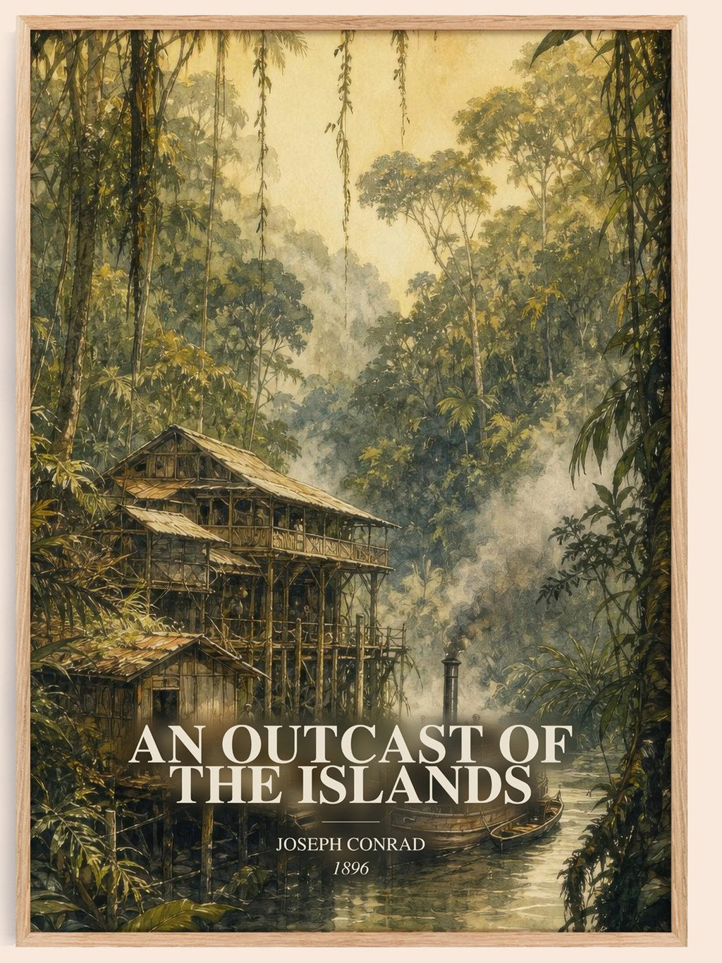 An Outcast Of The Islands watercolour book poster by Joseph Conrad – framed literary art print