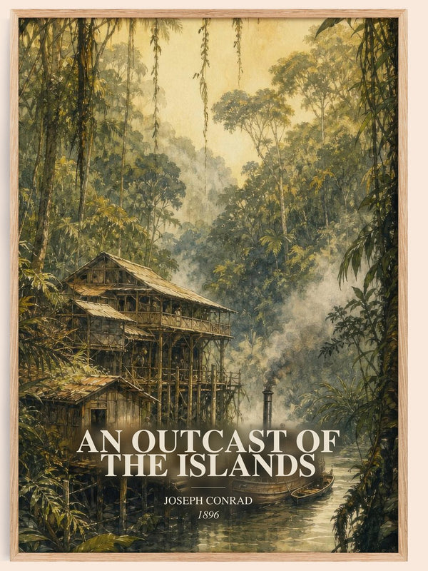 An Outcast Of The Islands watercolour book poster by Joseph Conrad – framed literary art print