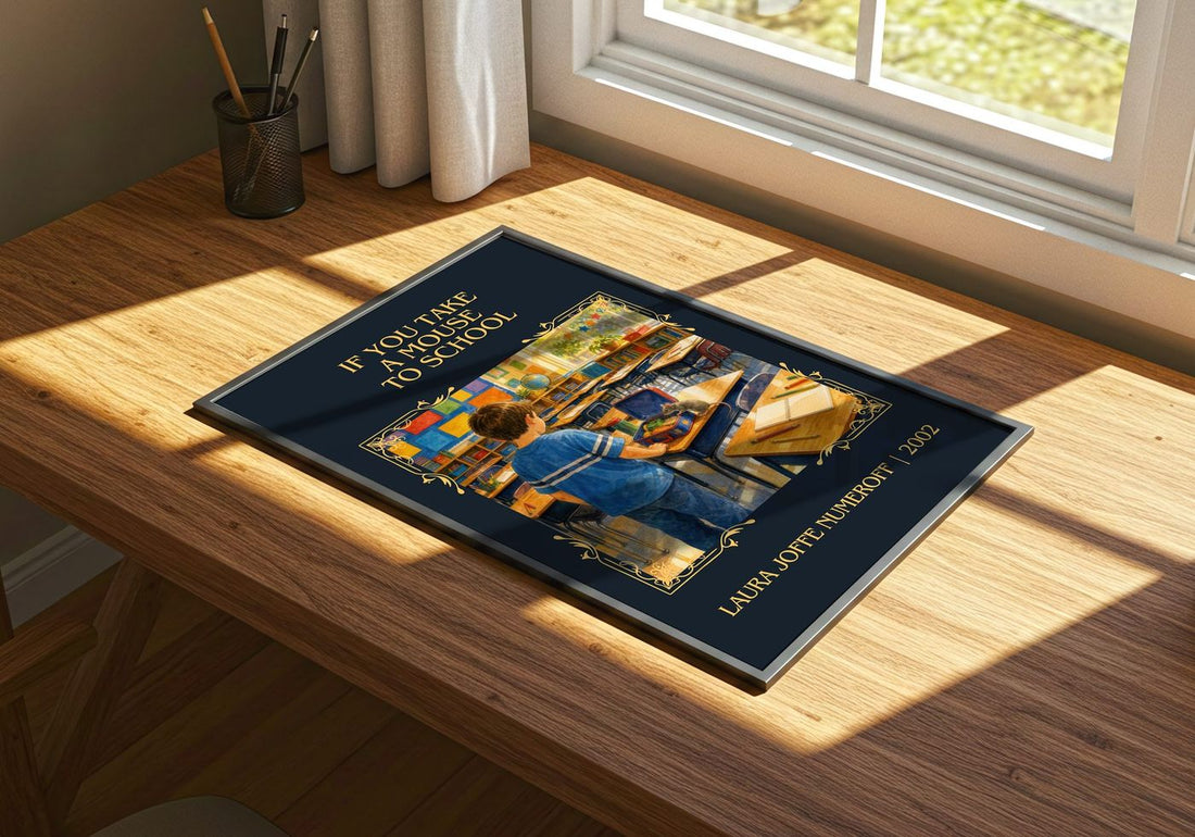 If You Take a Mouse to School Classic Book Art Print by L. Numeroff – print on a sunlit desk