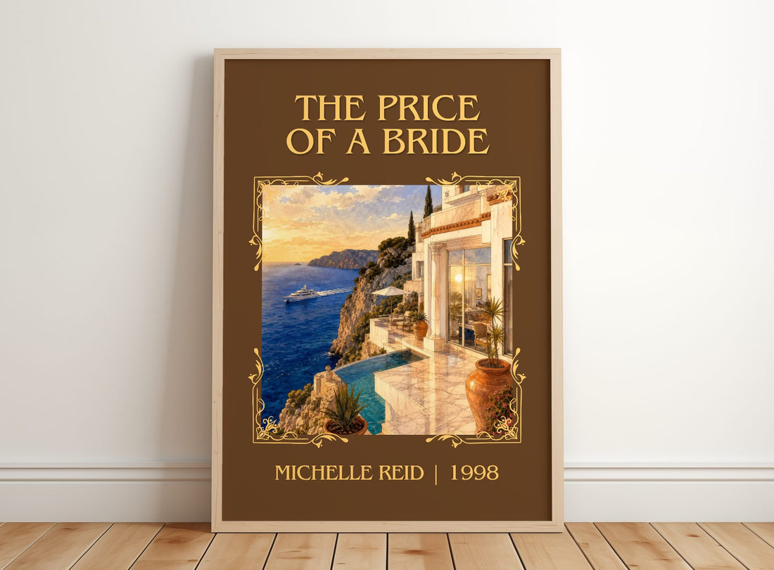 The Price of a Bride Classic Book Art Print by Michelle Reid – framed print leaning on a wooden floor