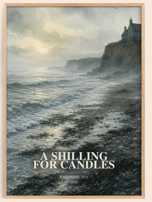 A Shilling For Candles watercolour book poster by Josephine Tey – framed literary art print
