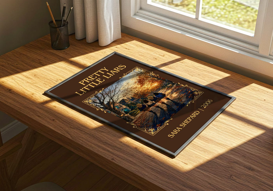Pretty Little Liars Classic Book Art Print by Sara Shepard – print on a sunlit desk