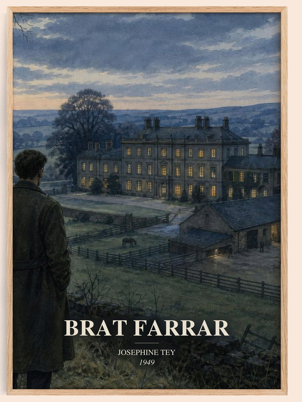 Brat Farrar watercolour book poster by Josephine Tey – framed literary art print